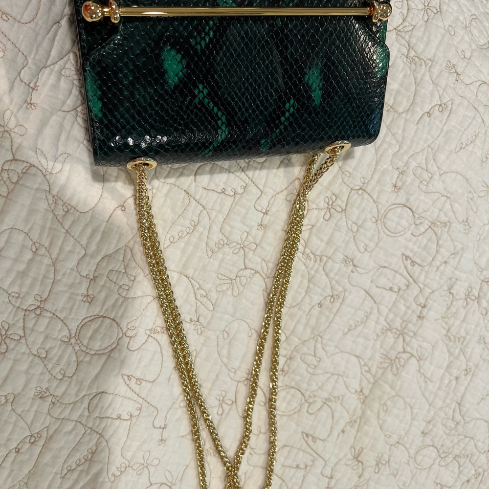 Strathberry Green Snake-Embossed Leather Crossbody with Gold Hardware - Picture 4 of 6